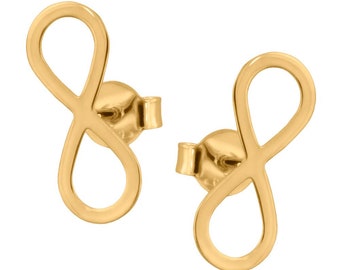 Aretes de oro macizo de 14 k con símbolo de infinito: joyería minimalista