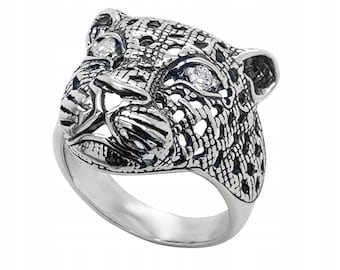 Panther Ring - With Zircon Stones Sterling Silver 925