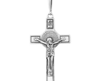 Krzyż, srebro próba 925 KRZYŻ, św. BENEDYKTA, wisiorek, zawieszka, religijny, chrześcijaństwo