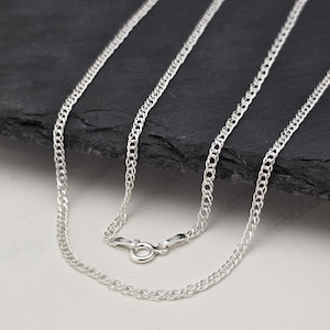 Collar de cadena Rombo de plata de ley: eslabón de rombo grueso de plata 925