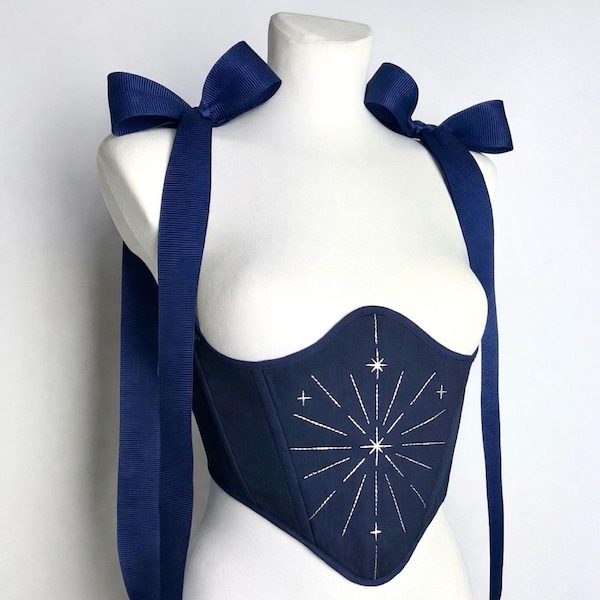 Reversible Corset Belt, Celestial Corset, Renaissance Underbust, Ren Faire Custom Corset, Plus Size, Wedding, Bridal Corset Set, Embroidered