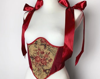 reversible underbust corset belt, cupless cottagecore corset, renaissance victorian corset, plus size corset top, cottage core dress