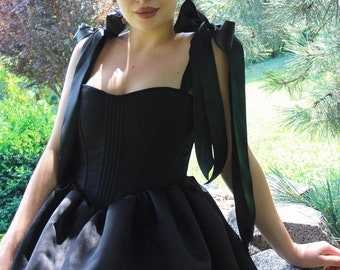 Renaissance Kleid, Gothic Brautkleid, schwarzes Korsett Kleid, schwarzes Viktorianisches Kleid, Mittelalterliches Fantasy Kleid, Feen Brautkleid