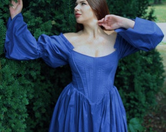 medieval corset dress, gothic wedding dress, ren faire fantasy dress, corset wedding dress long sleeve, renaissance victorian dress
