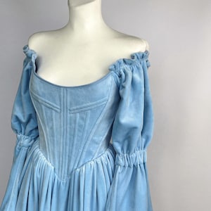blue wedding dress, velvet midi dress, victorian fantasy dress, renaissance dress, fairytale bridesmaid dress, medieval corset wedding dress
