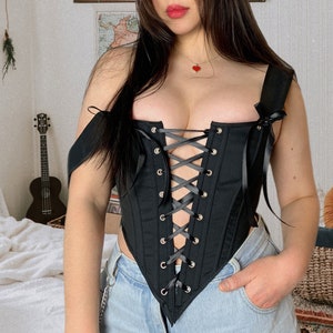 goth corset top, vampire renaissance corset, rockstar corset tops, black corsets, handmade corset, plus size underbust corset