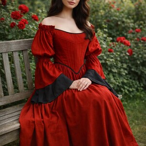reversible renaissance dress, renfaire dress, medieval victorian dress, fairy blue wedding dress, bride dress, plus size, corset dress image 14