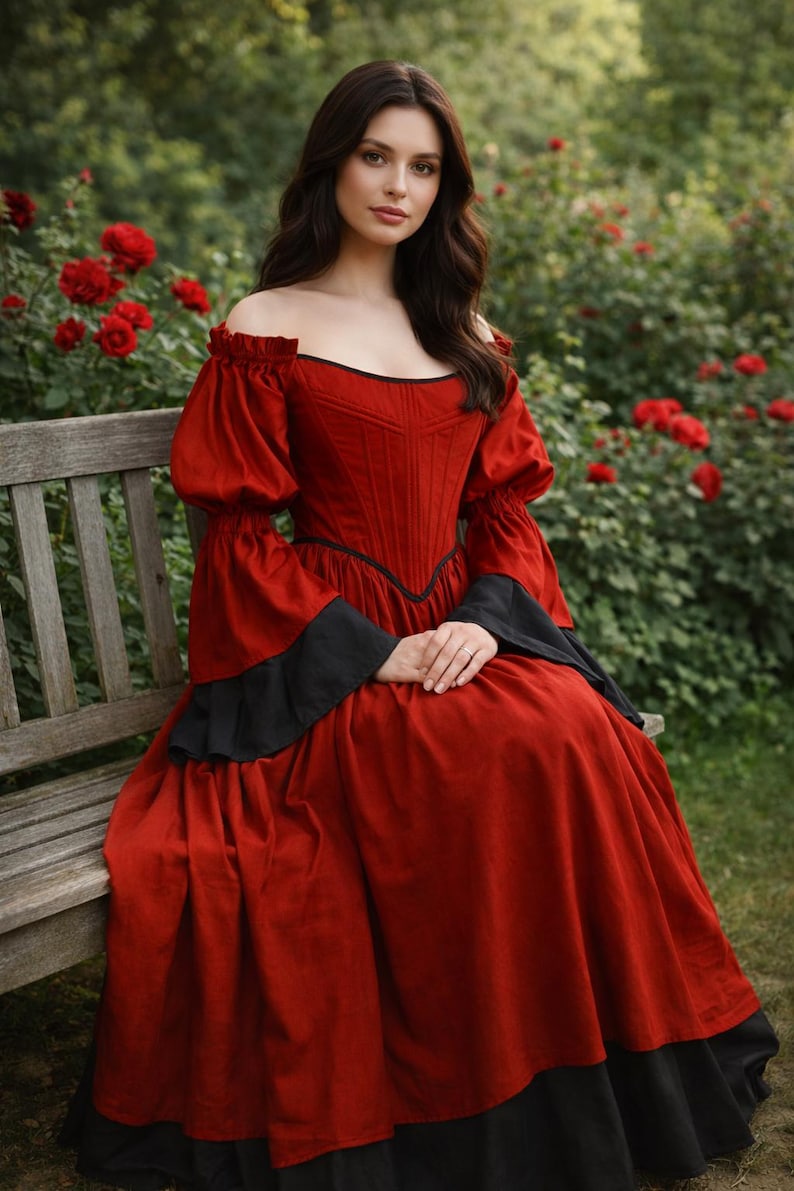 reversible renaissance dress, renfaire dress, medieval victorian dress, fairy blue wedding dress, bride dress, plus size, corset dress image 14