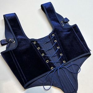 embroidered corset,
velvet corset