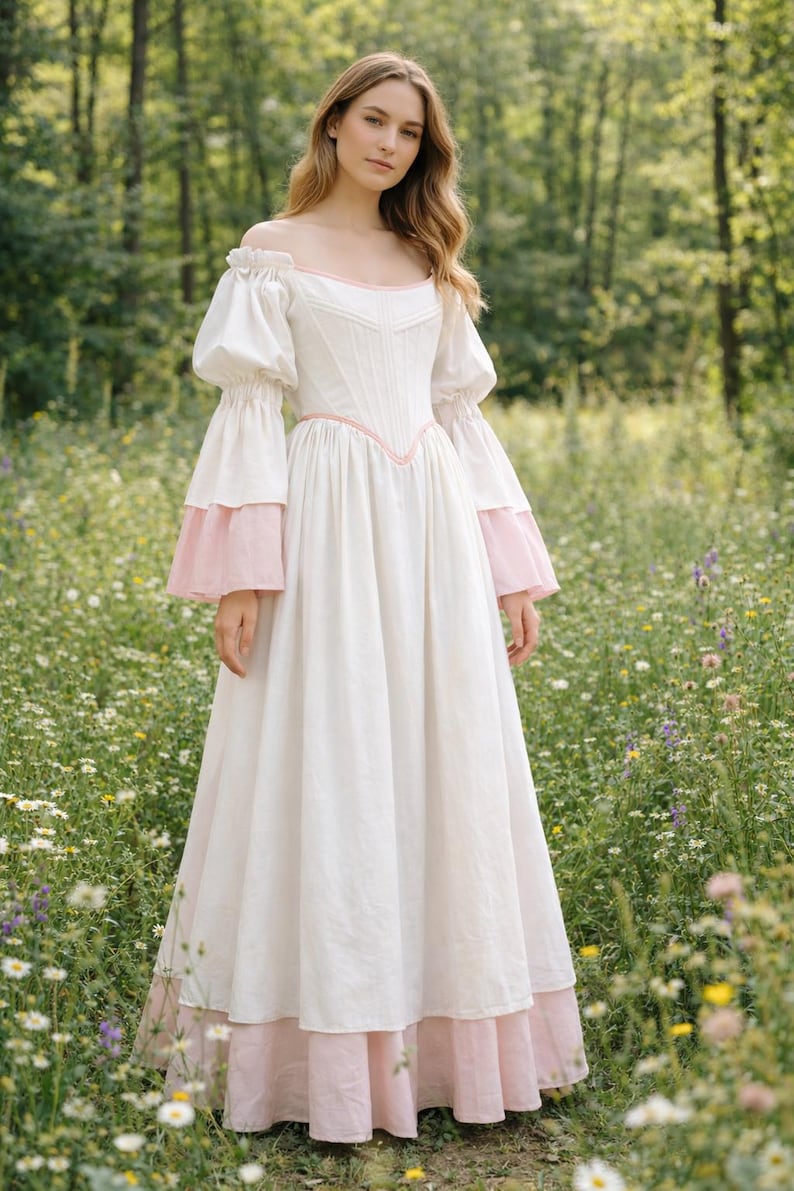 reversible renaissance dress, renfaire dress, medieval victorian dress, fairy blue wedding dress, bride dress, plus size, corset dress image 19