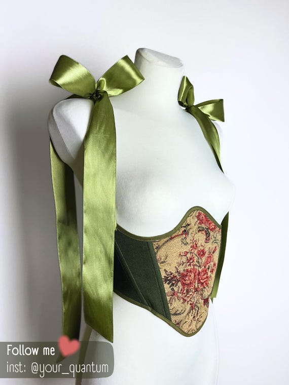 reversible underbust corset, renaissance corset belt, vampire renaissance belt, embroidered corset wedding dress, tapestry corset