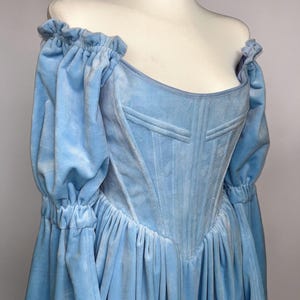 renaissance dress, velvet midi dress, blue wedding dress, victorian fantasy dress, fairytale bridesmaid dress, medieval corset wedding dress
