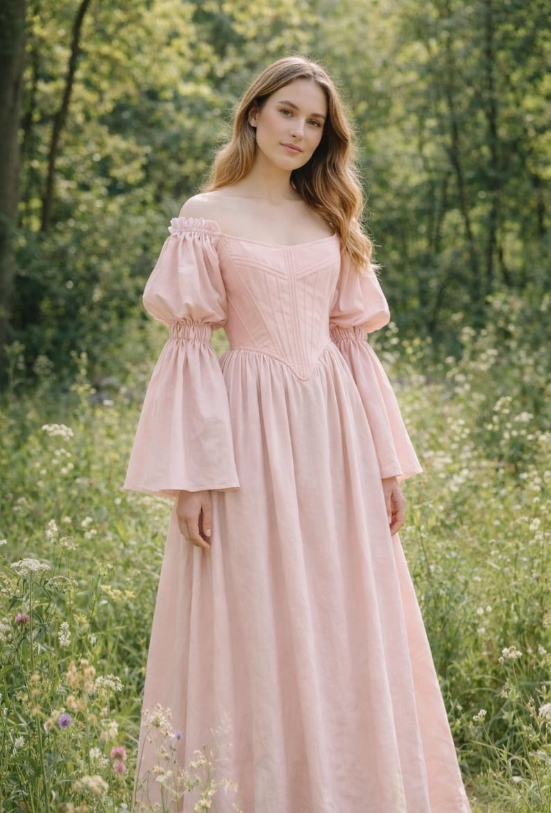 reversible renaissance dress, renfaire dress, medieval victorian dress, fairy blue wedding dress, bride dress, plus size, corset dress image 20