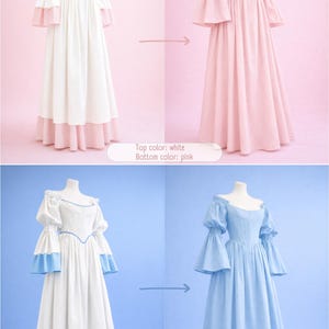 reversible renaissance dress, renfaire dress, medieval victorian dress, fairy blue wedding dress, bride dress, plus size, corset dress image 16