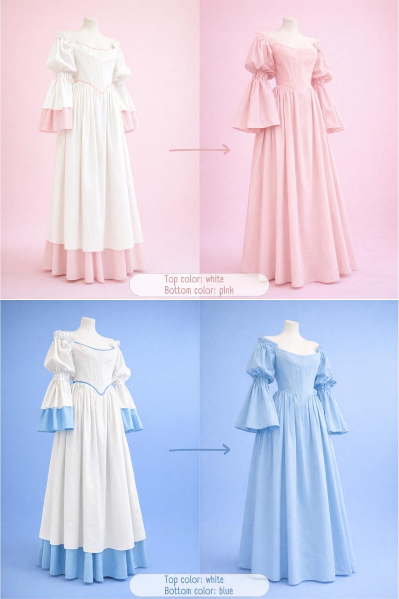 reversible renaissance dress, renfaire dress, medieval victorian dress, fairy blue wedding dress, bride dress, plus size, corset dress image 16