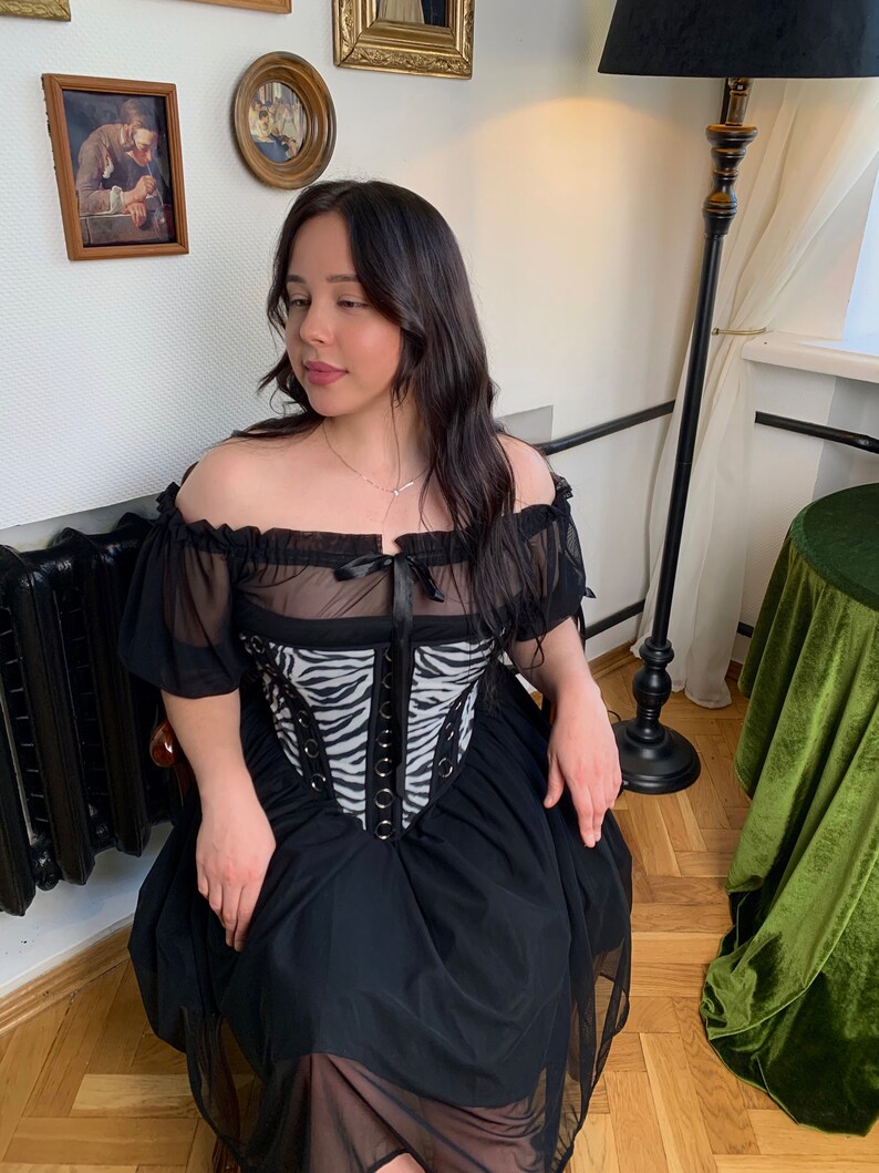 Black Renaissance Corset Top, Custom Victorian Corset, Rococo Corset