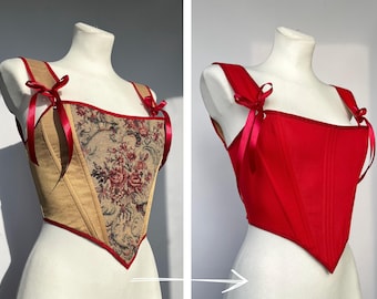 renaissance corset top, tapestry ren faire corset, vampire corset, underbust corset, corset stays, bridal corset, wedding corset