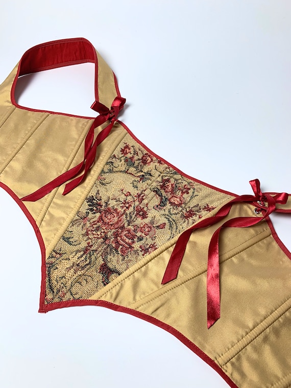 reversible corset top, old corset, renaissance tapestry corset, renaissance bodice, pirate corset, renaissance outfit, plus size corset