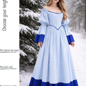 reversible renaissance dress, renfaire dress, medieval victorian dress, fairy blue wedding dress, bride dress, plus size, corset dress image 3