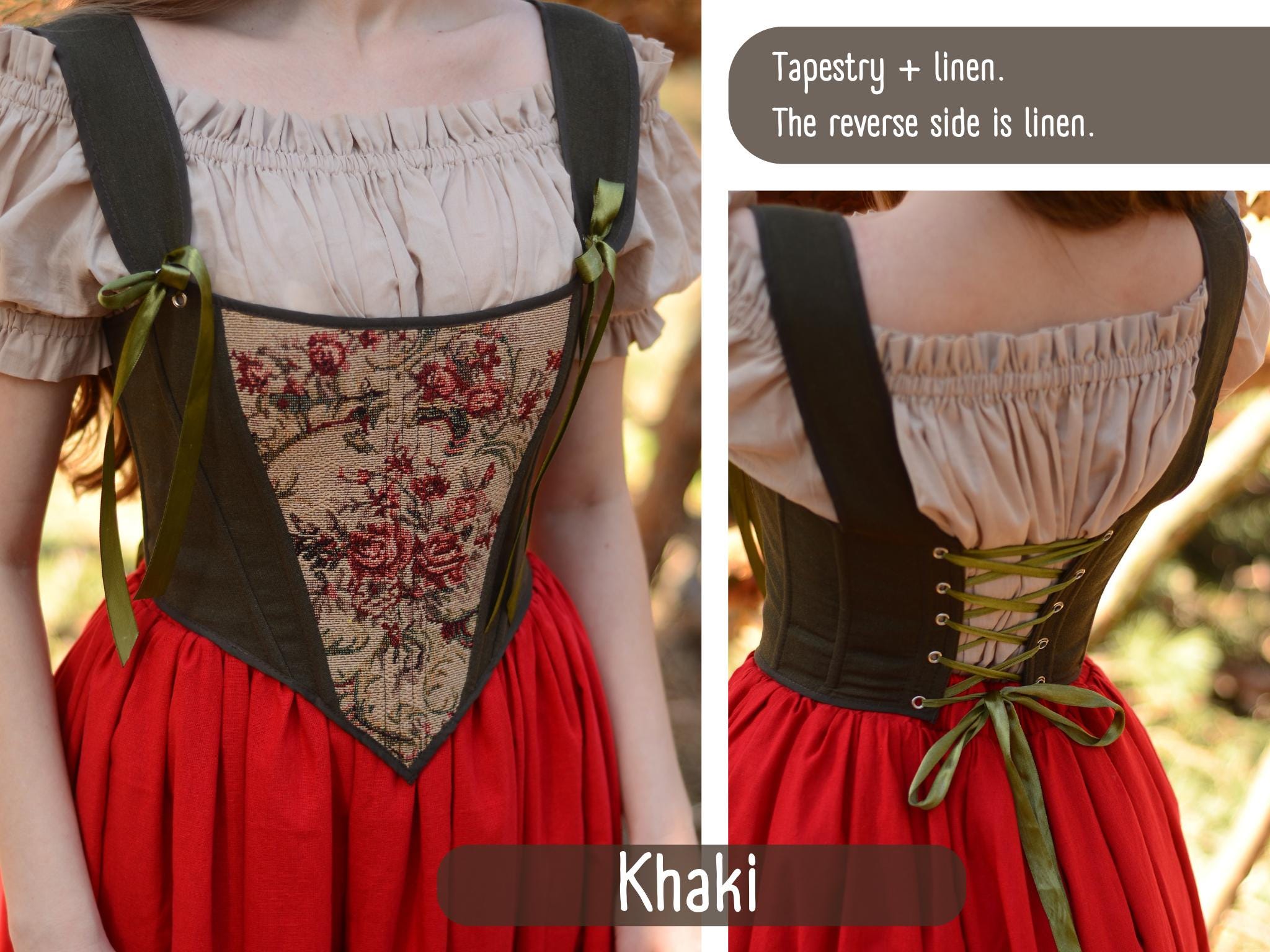 Tapestry Corset Top, Ren Faire Cottage Core Corset, Renaissance Corset ...