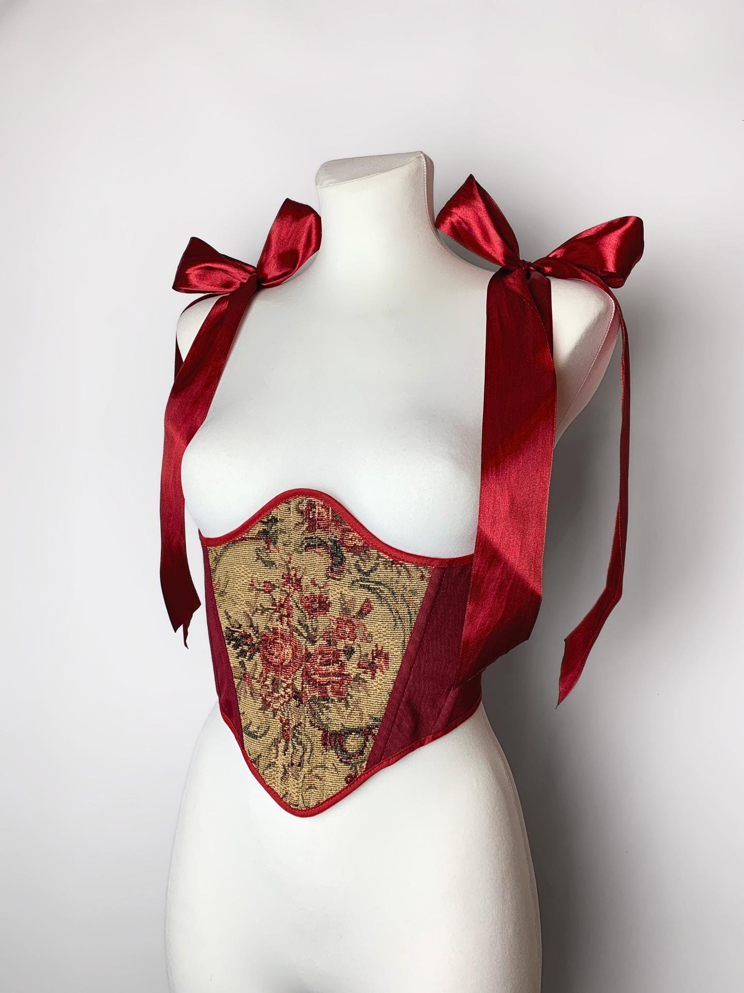 cintura corsetto reversibile, corsetto sottoseno, corsetto arazzo rinascimentale, corsetto con cinturino, corsetto ren faire, stecche corsetto sposa