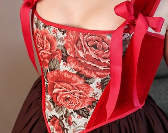 Reversible Tapestry Velvet Corset, Renaissance Faire, Plus Size