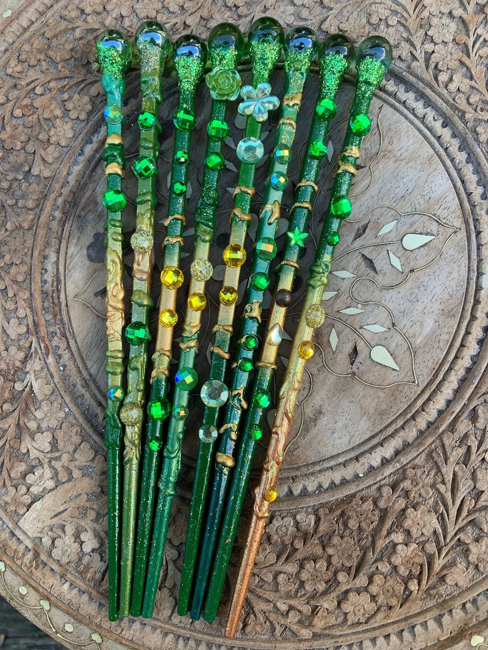Fairy Wand, Magic Wand, Green Wand, Emerald Green, Handmade Wand, Fairy