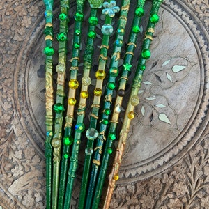 Fairy Wand, Magic Wand, Green Wand, Emerald Green, Handmade Wand, Fairy Jasmine's House, 26cms, Ready to Ship image 3