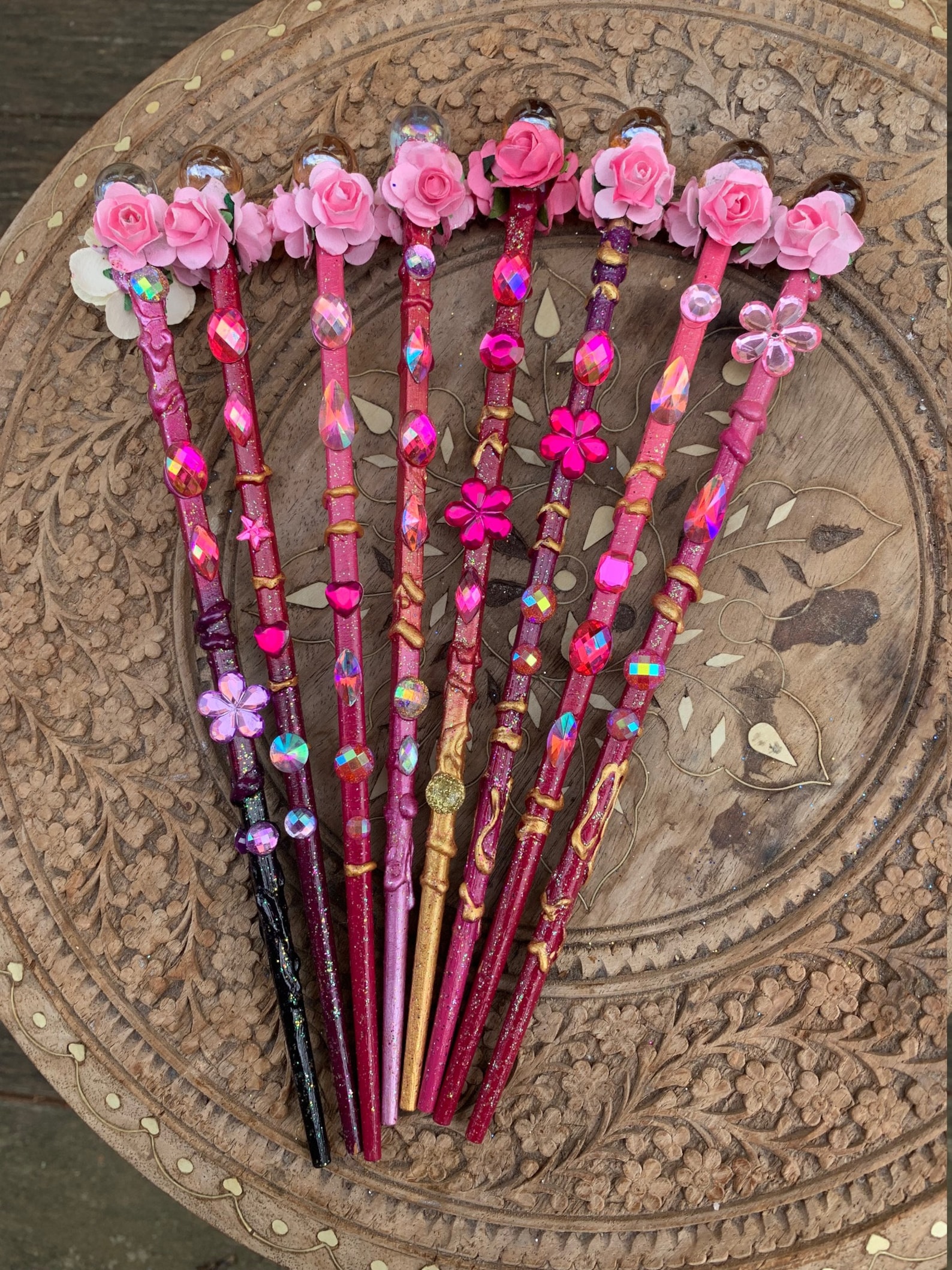 Fairy Wand Magic Wand Pink Wand Pink Rose Handmade Wand Etsy
