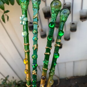 Fairy Wand, Magic Wand, Green Wand, Emerald Green, Handmade Wand, Fairy Jasmine's House, 26cms, Ready to Ship image 4