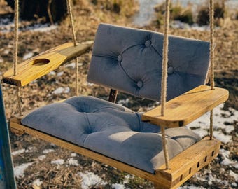 Columpio de exterior, columpio de árbol, columpio de jardín, columpio de cuerda de madera, juegos de patio, balancín de madera, banco de madera, regalo para niños, columpio para adultos