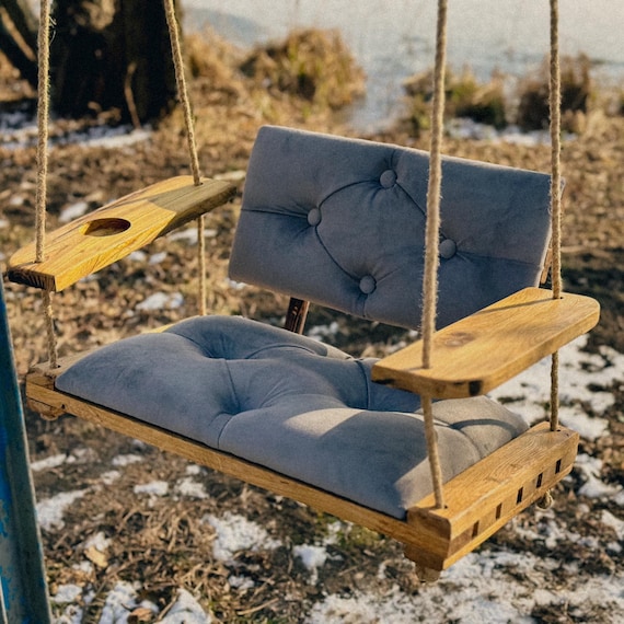 Outdoor Swing, Tree Swing, Garden Swing, Wooden Rope Swing, Backyard Playsets, Seesaw Wooden, Wood Bench, Kid Gift, Adult Swing