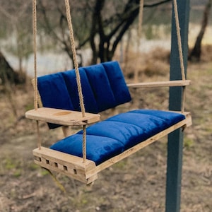 Outdoor Wooden Swing, Wooden Hanging Swing – Single Seat for Garden or Home, Adult Swing, Single Seat Wooden Swing – Indoor & Outdoor Use