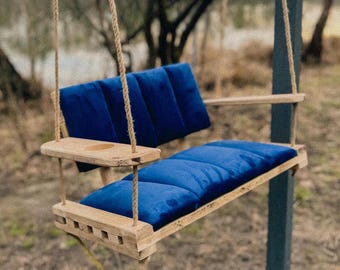 Outdoor Wooden Swing, Wooden Hanging Swing – Single Seat for Garden or Home, Adult Swing, Single Seat Wooden Swing – Indoor & Outdoor Use