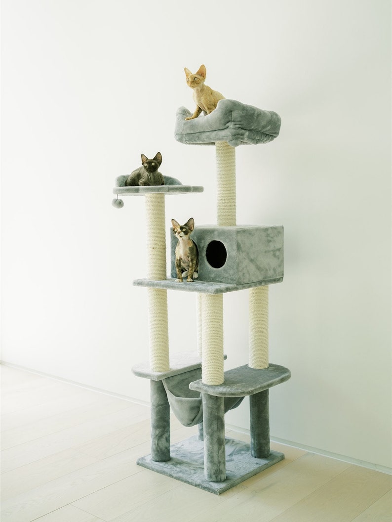 Luna 64 Modern Multilevel Sturdy Cat Tree Activity Etsy