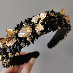 Black dolce headband Jeweled headband for women