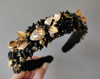 Black dolce headband Jeweled headband for women