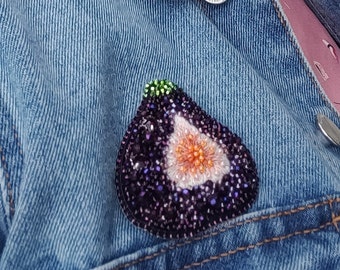 Brooch embroidered beaded purple fig jewelry woman Fashion love pin embroidery bead-work beaded brooch funny violet gift Sweater pin Figs