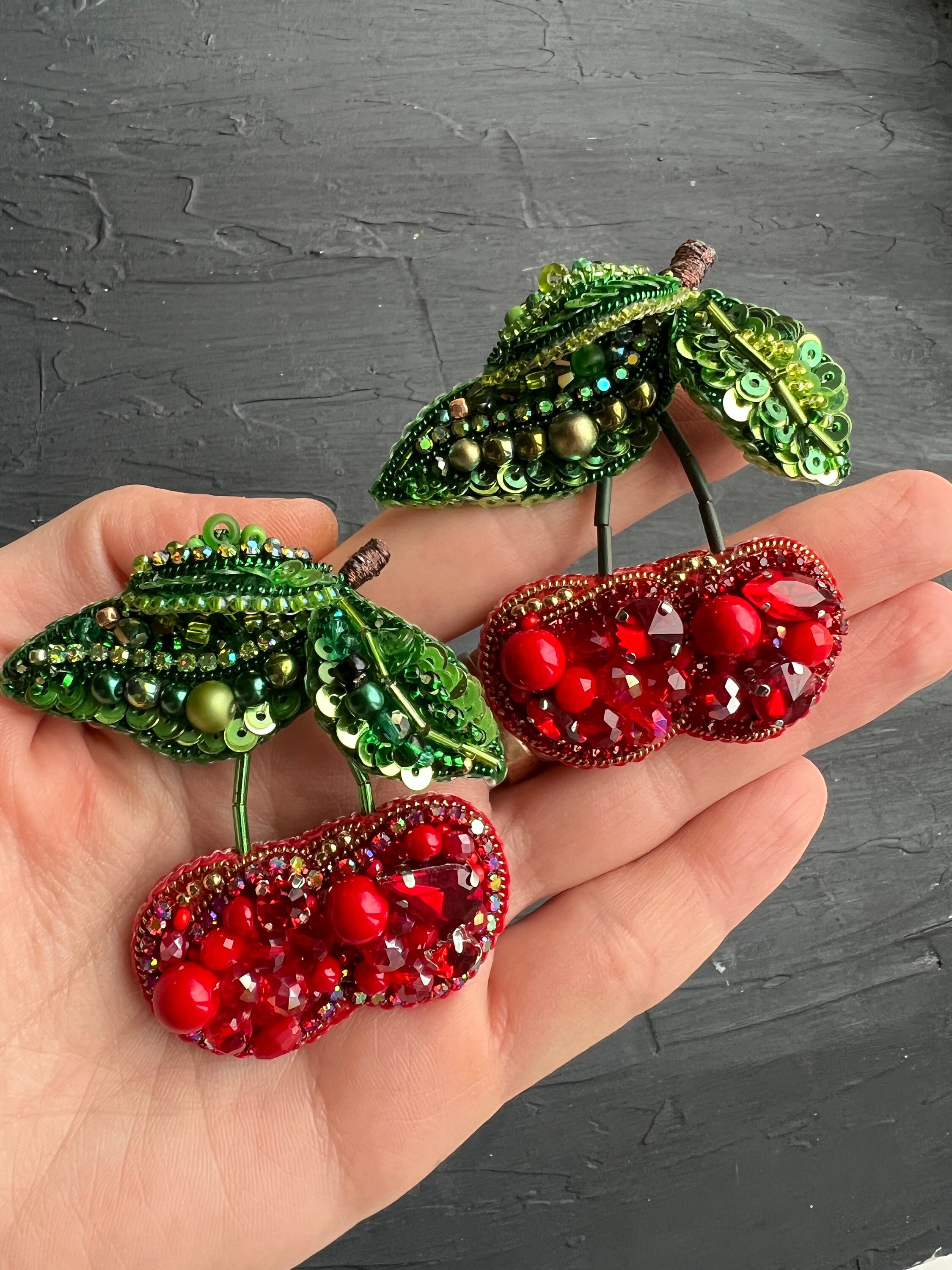 Brooch 3D Cherry ,red Cherry Jewelry, Cherry Bloom Berry - Etsy