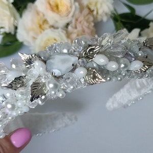Wedding headband Pearl Bridal headband vintage Wedding Tiaras pearl Bridal Tiaras vintage Wedding hair jewelry Bridal hair accessory pearl