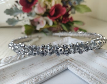 Jeweled Silver headband for woman Silver crystal headband