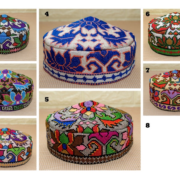 Choose your Hat Cap Kufi silk Handmade embroidery Uzbekistan Doppi Central Asian Traditional headwear kopiah topi hadiah