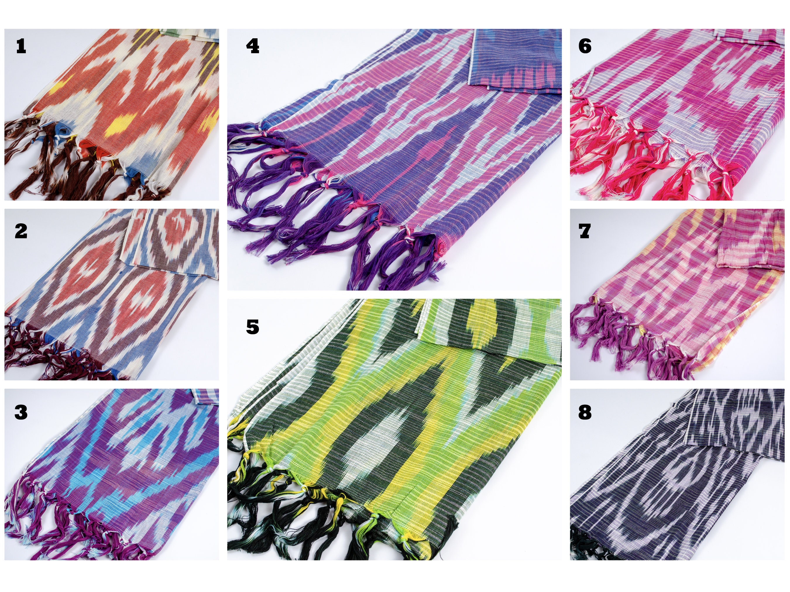 Choose Handmade Uzbek Ikat Cotton Scarf | Unique Asian Gift for Her | Natural Neckerchief |  Authentic Accessory Statement Piece for Outfit