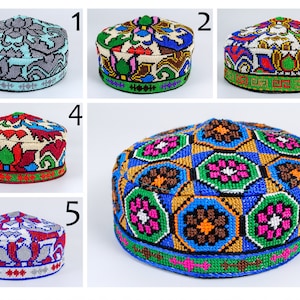 Kleine Oezbeekse hoed Cap Kufi handgemaakte borduurwerk Oezbekistan Doppi Centraal-Aziatische traditionele moslims hoofddeksels islamitische stijl cadeau mannen vrouwen