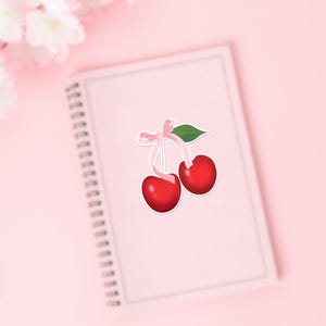Cherries / Bow Waterproof vinyl sticker / waterproof sticker / coquette / cherries / cherry