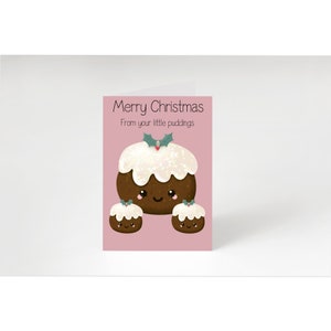 Weihnachtskarte für Eltern / Großeltern - Christmas Pudding - Kleiner Pudding - A5 - Innen blanko