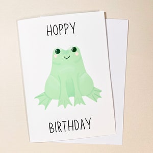 Hoppy Birthday - Happy Birthday - Greetings Card - Cute Frog - A5 - Blank Inside Birthday Card