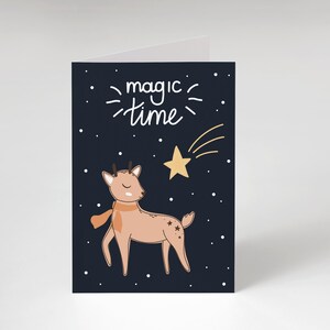 Rendier 'Magic Time' schattig - kerstkaart - wenskaart - Rudolf