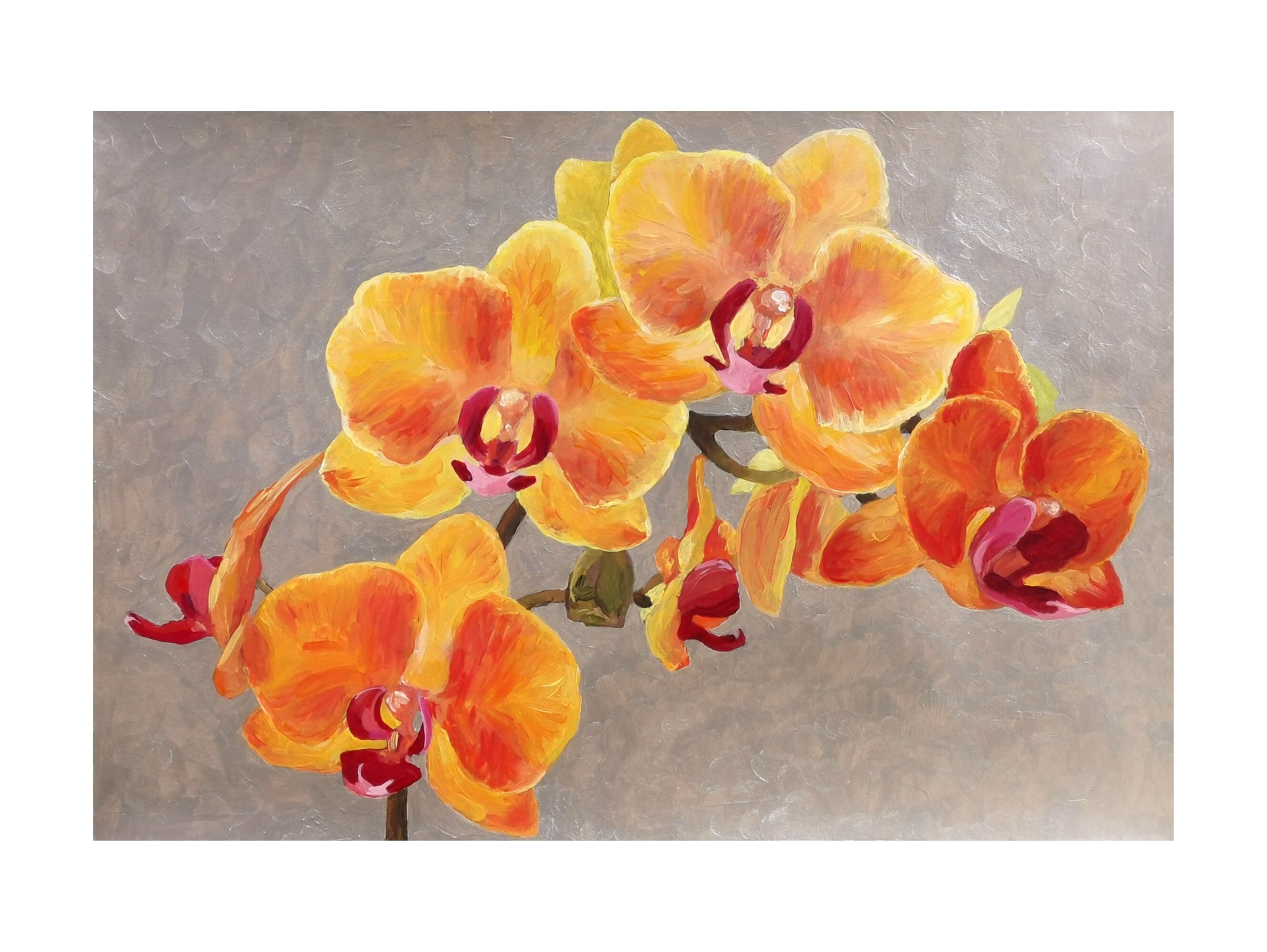Yellow Flower Painting Orchid Flower Art Original Acrylic Etsy
