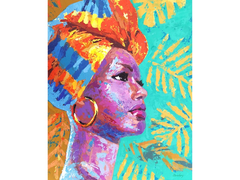 Afro Queen Painting Black Super special price Girl Origi Art Portrait Ranking TOP20 Woman